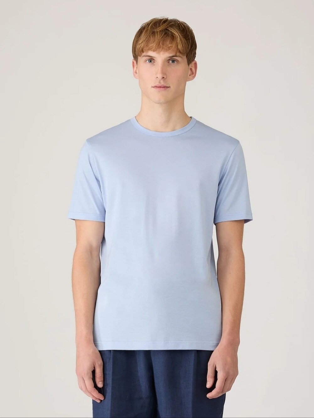 Sunspel Classic Tee Shirt Short Sleeve Men's L Large Sky Blue